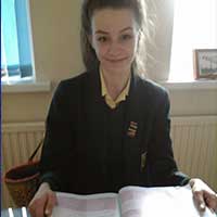 Amber revises French for GCSE